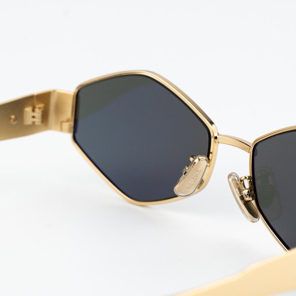 Celine TRIOMPHE Men Sunglasses Gold Green CL40254U 30N NEW AUTHENTIC - Picture 7 of 14